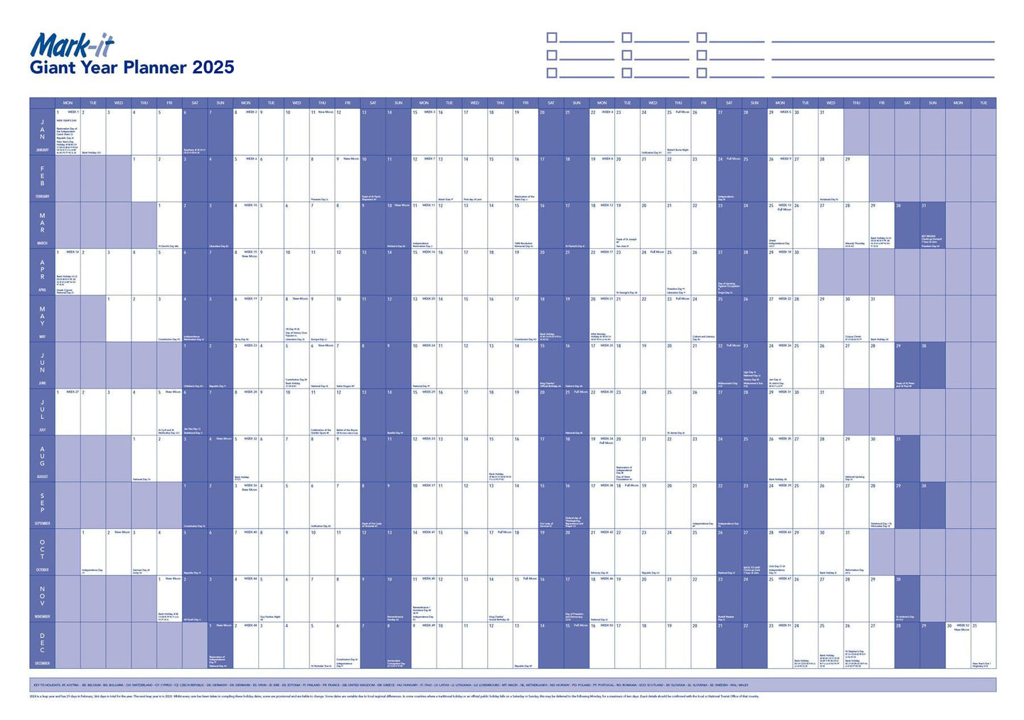 GIANT 2025 YEARLY WALL PLANNER MARK IT Map Marketing