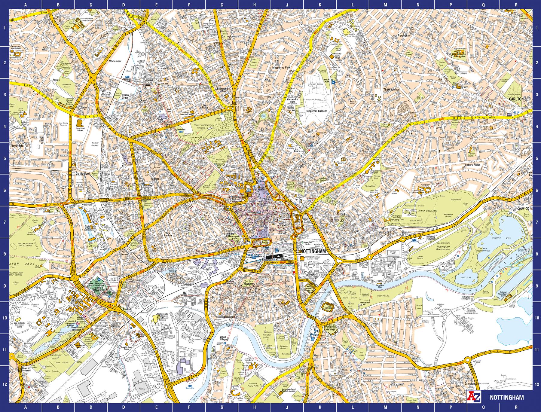 A to Z Map of Nottingham 1000 Piece Jigsaw – Map Marketing