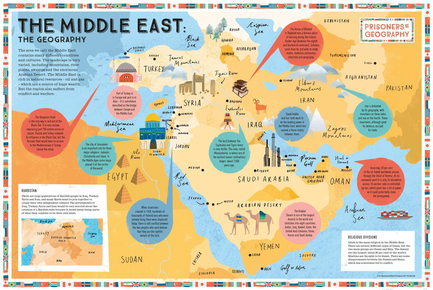 middle east map with deserts