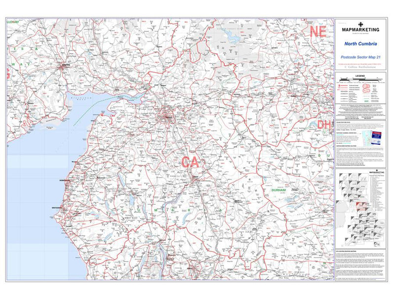 North Cumbria Postcode Wall Map - Sector Map 21 – Map Marketing