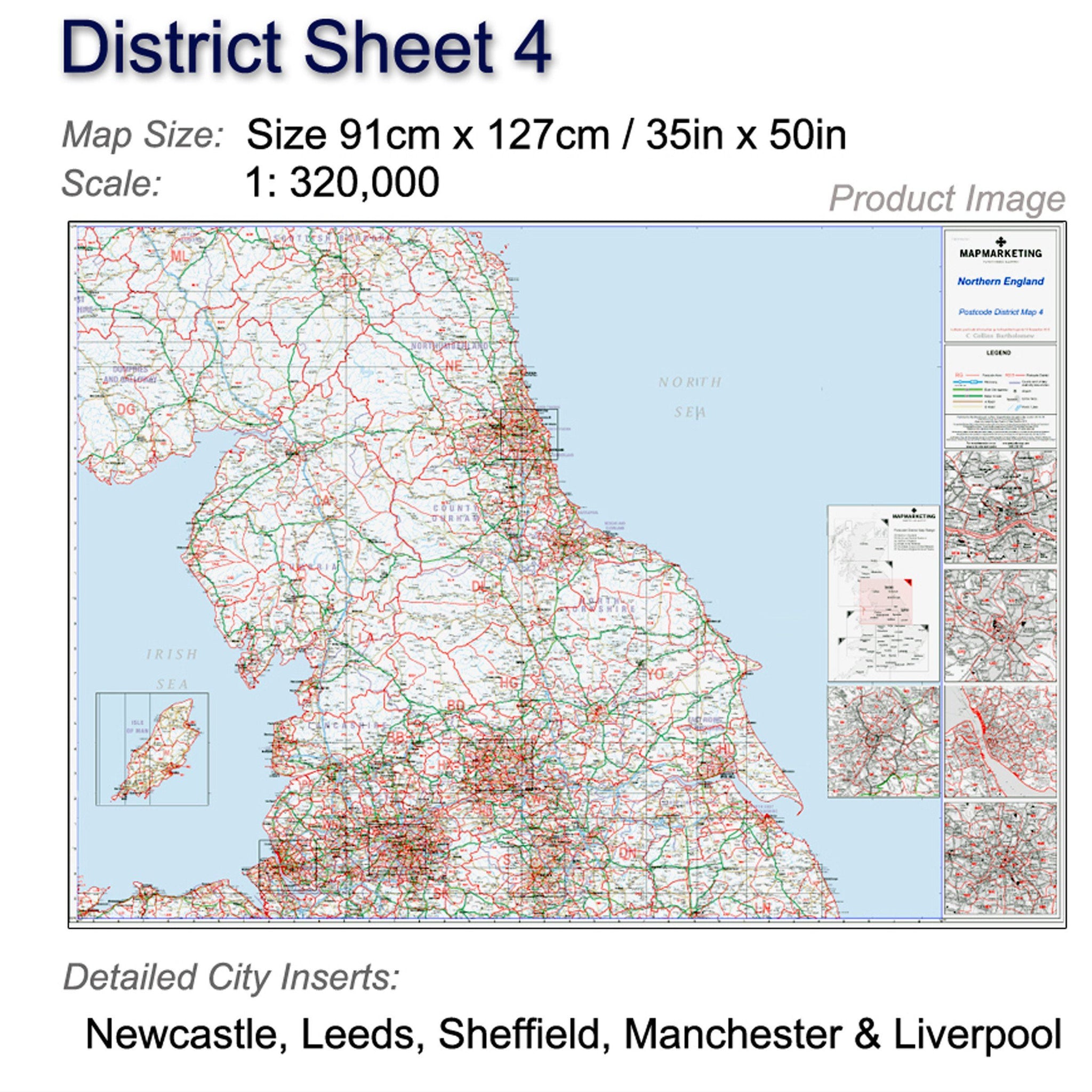 Northern England Newcastle Leeds Manchester And Liverpool Postcode Map Map Marketing 0501